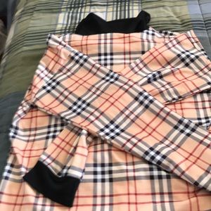 Plaid shirt and skirt